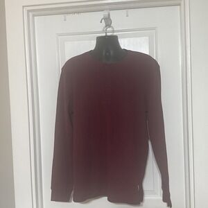 Chaps Henley Shirt Mens Large Burgundy NEW Waffle Knit Long Sleeve DK34SK1295